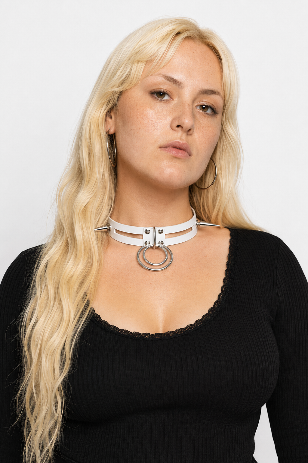 Black Spike Choker (11 Shades) White