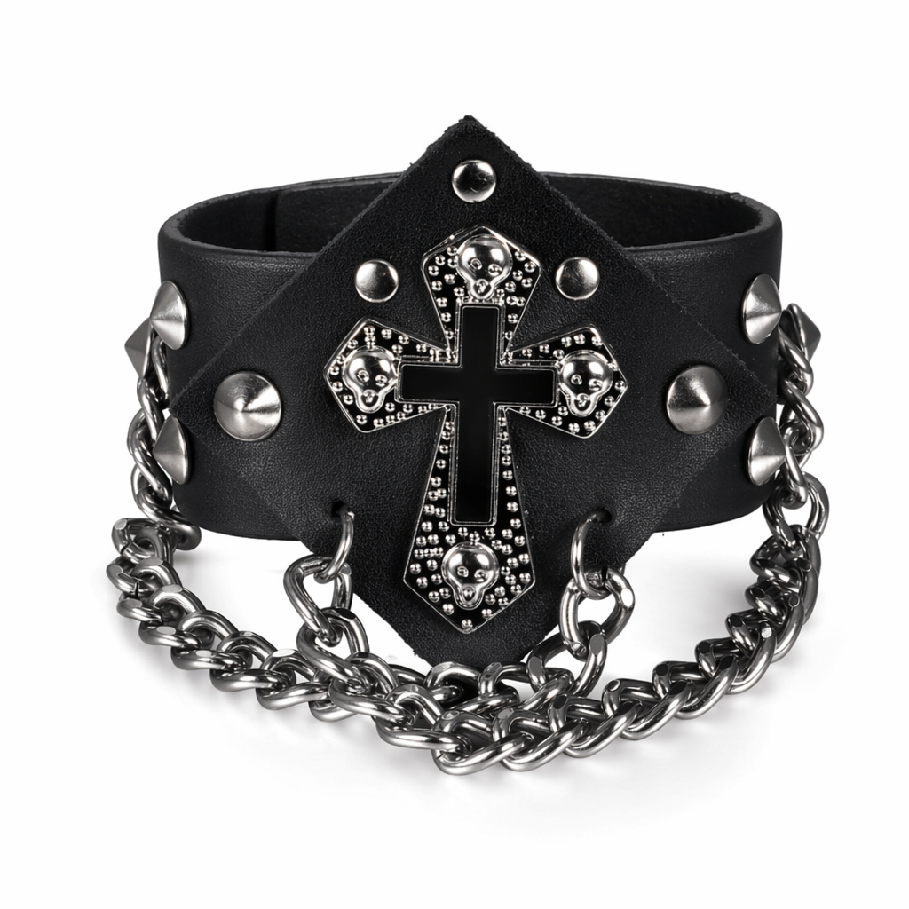 Cross Chain Bracelet - Black Default Title