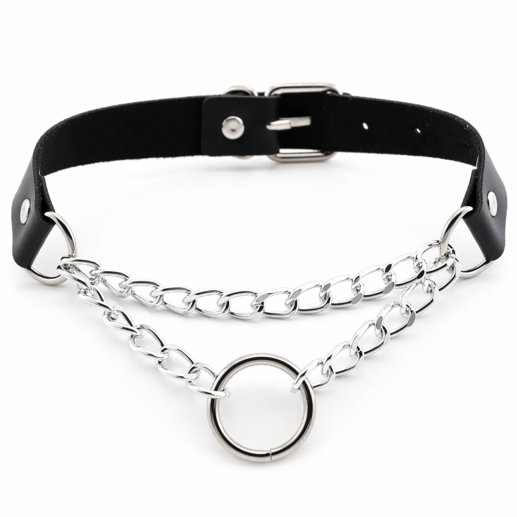 Escape' PU Faux Leather O Ring Chain Vegan Choker Default Title
