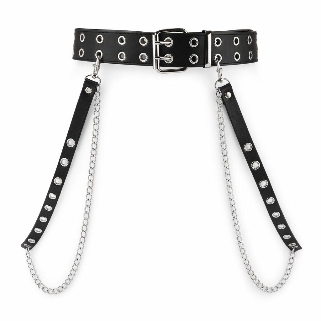 Savage Black Goth Leather Belt Default Title