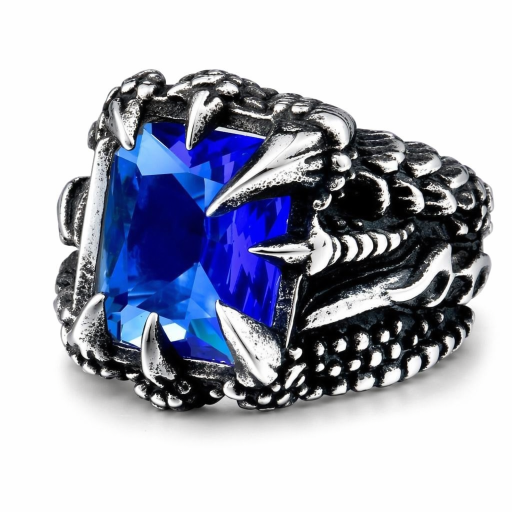 Red/Blue/Black Gothic Stone Ring 7