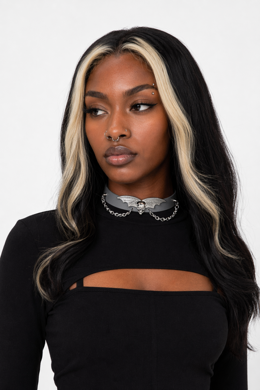 "Skull Bat Choker: Multi-Colored Option" Gray