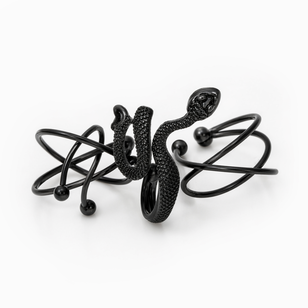 "Punk Serpent Black Ring Set" Default Title