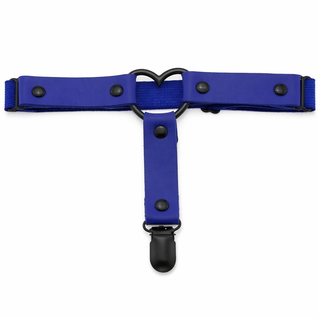 Gothic Leather Leg Garter blue