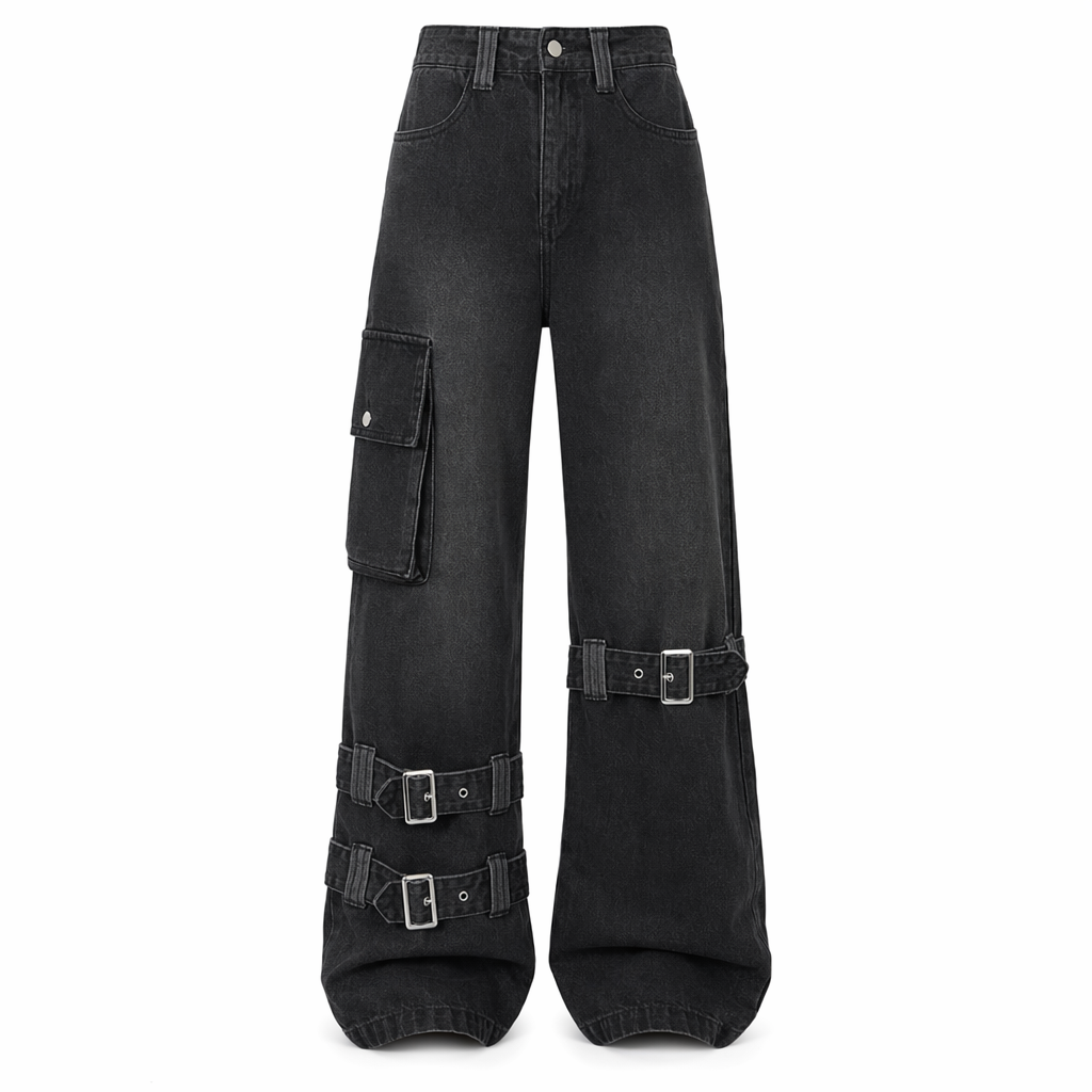 Devilish Baggy Buckle Bottoms Black