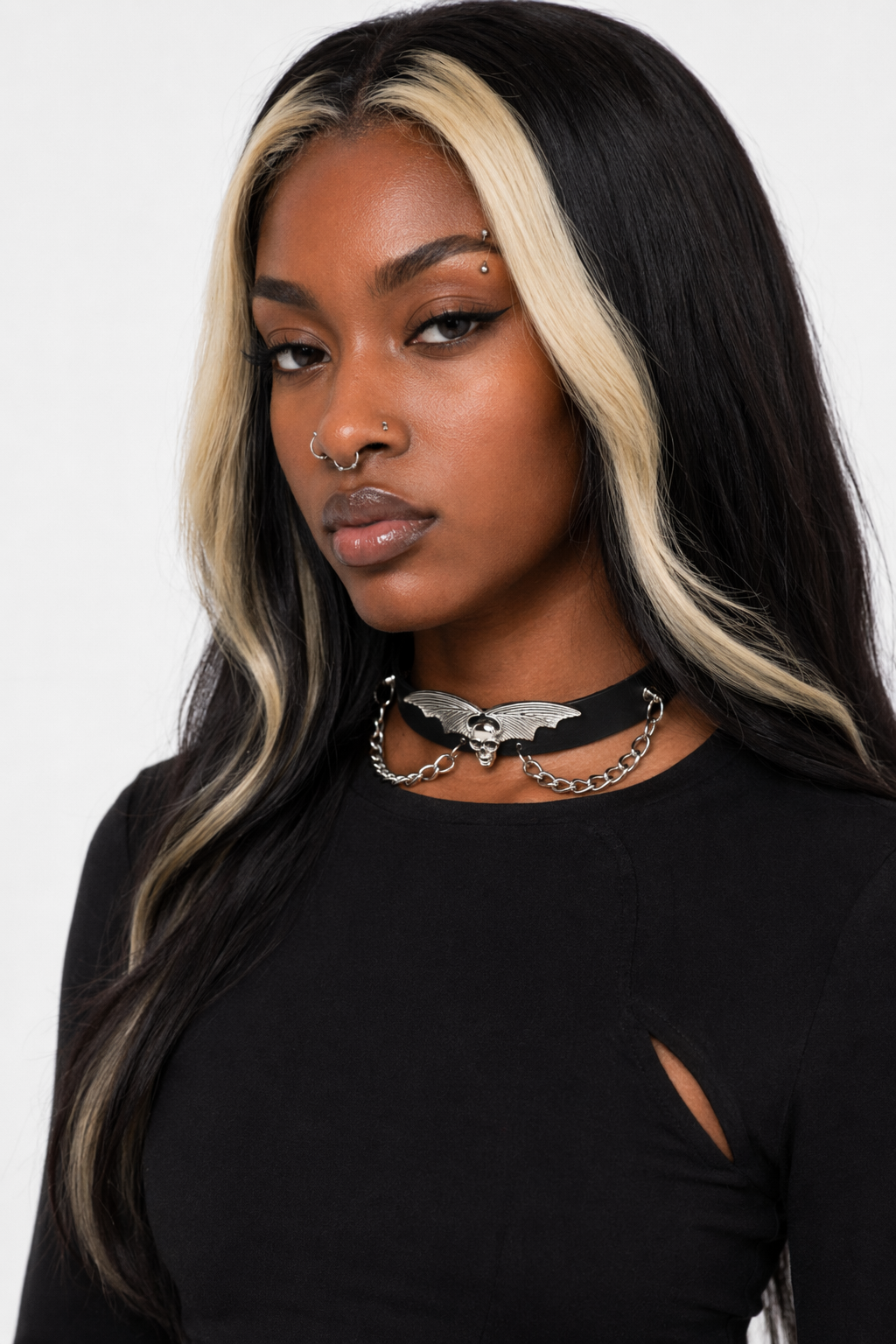 "Skull Bat Choker: Multi-Colored Option" Black