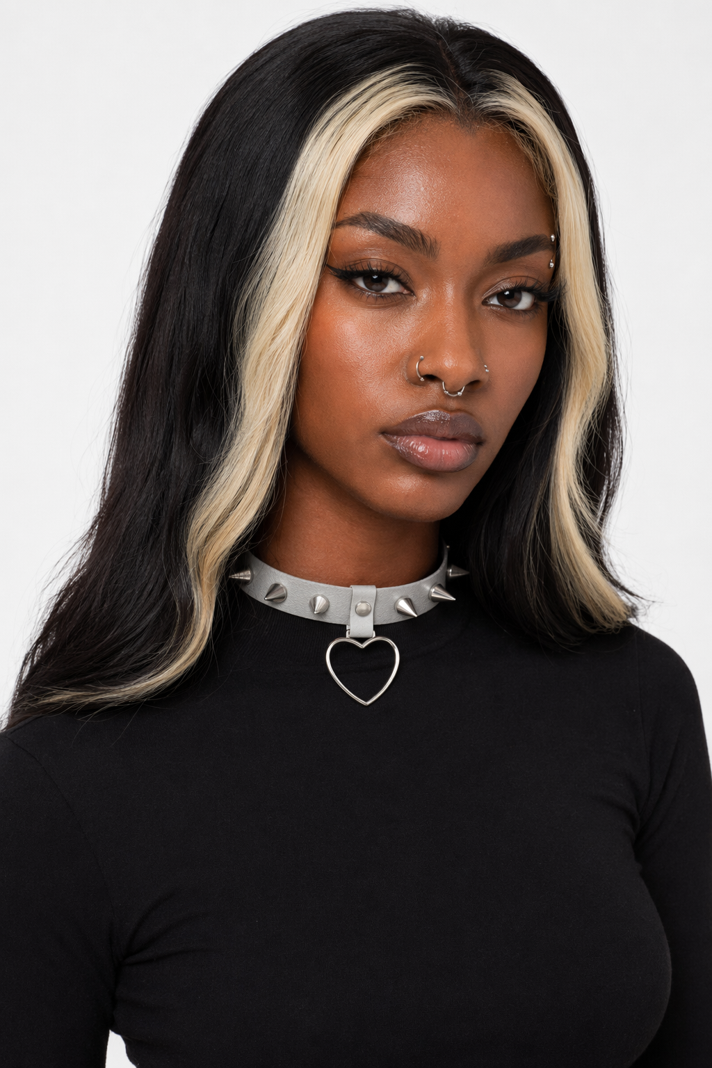 Furious Heart Choker in Black silver color