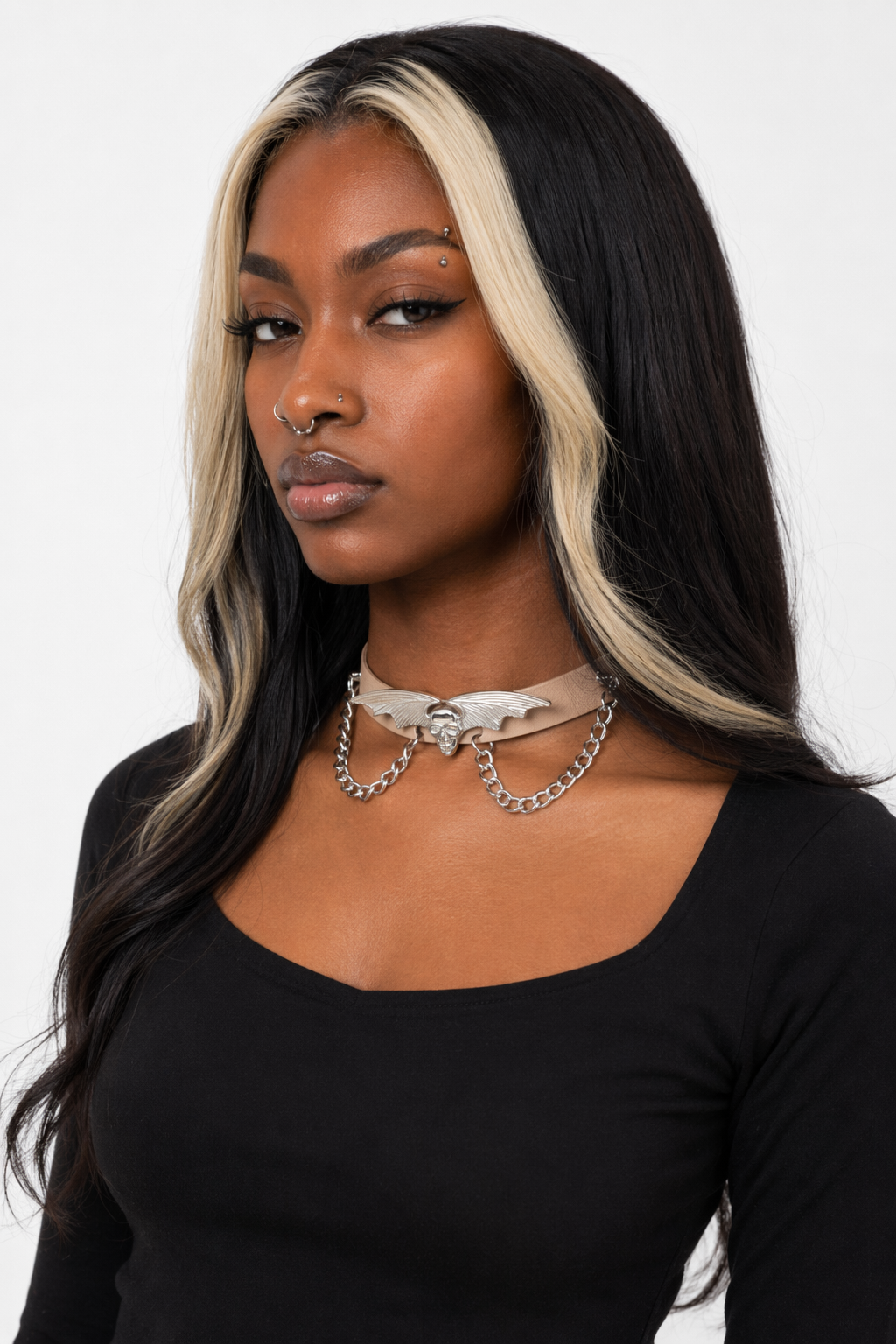 "Skull Bat Choker: Multi-Colored Option" Nude