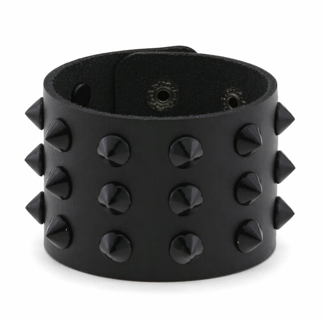 Colorful Spike Leather Bracelet Black