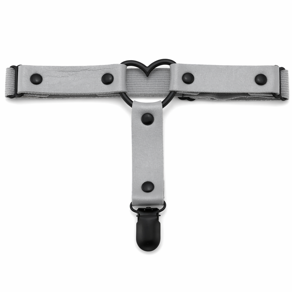 Gothic Leather Leg Garter grey