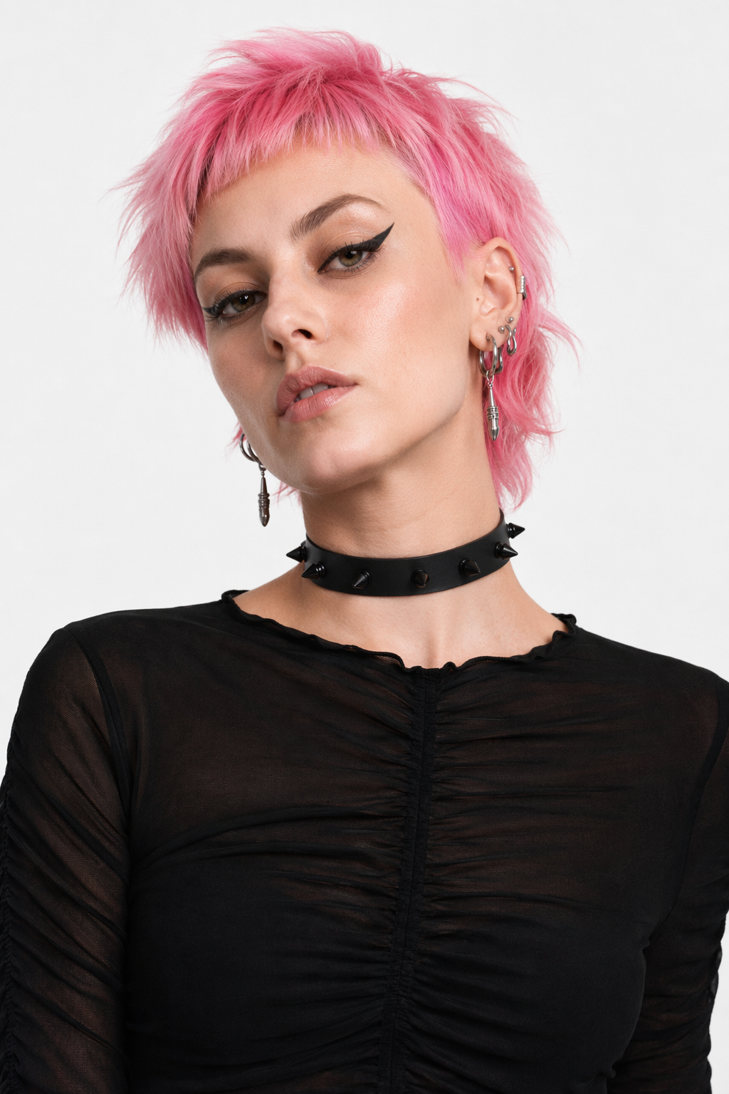 Hellboy's Spiky Black Leather Choker black