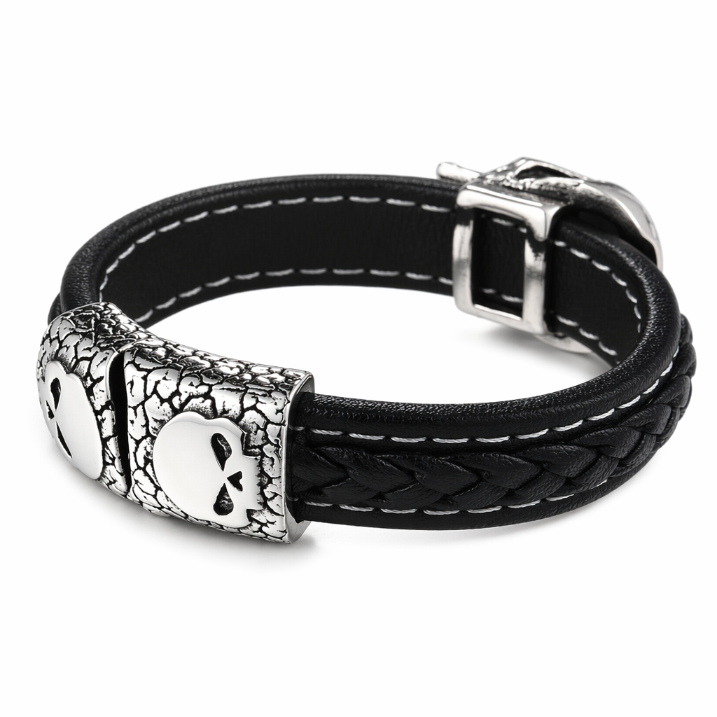 Skull Leather Bracelet 19cm