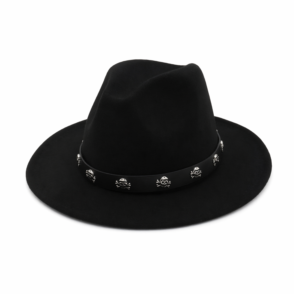 Skull Fedora in Multiple Colors Black