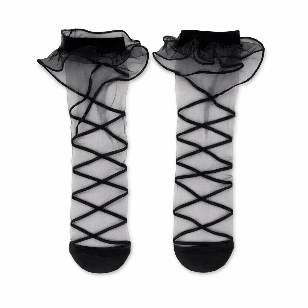 Lace Mesh Socks, Black Default Title