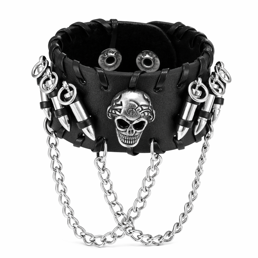 Bullet Wrist Band with Black Skull Default Title