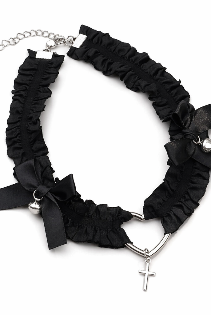 "Heart Lace Leg Garter - Black" A01