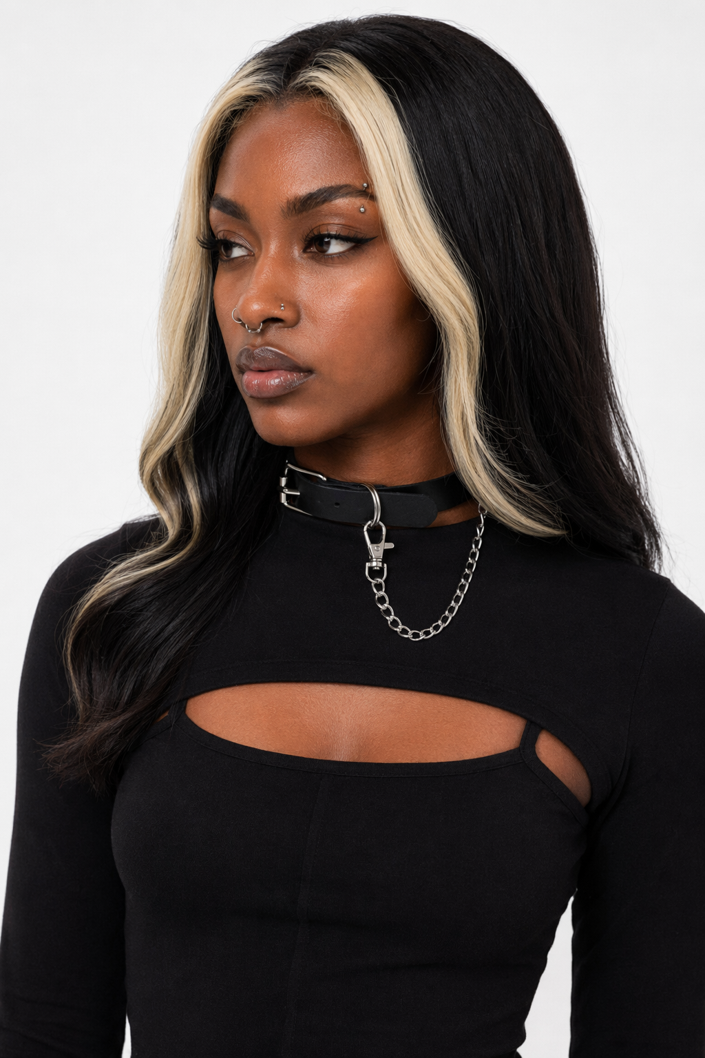 Gothic Punk Leather Choker Black