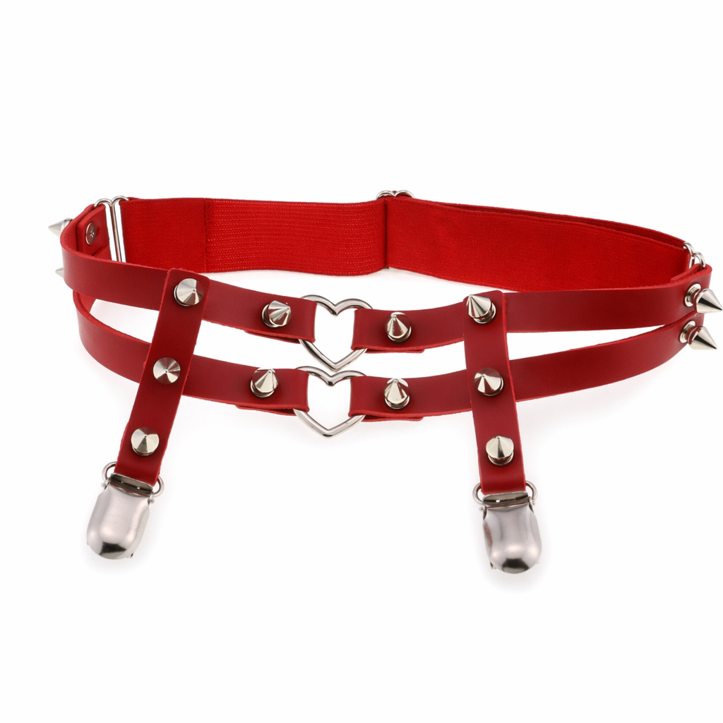 Heart Spike Garter red