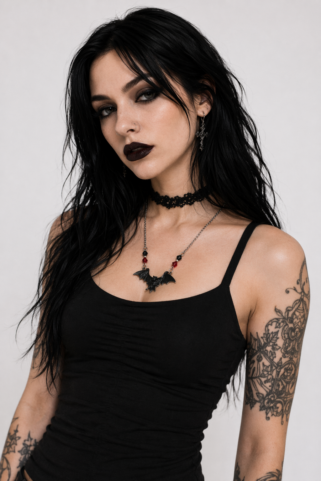 Gothic Bat Necklace Black