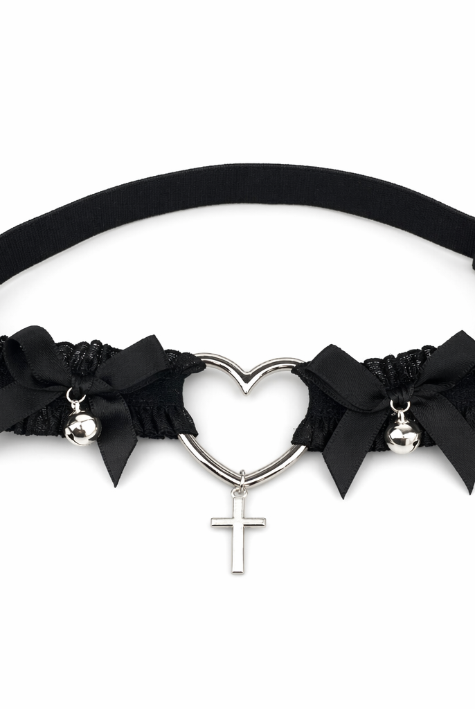 "Heart Lace Leg Garter - Black" B01
