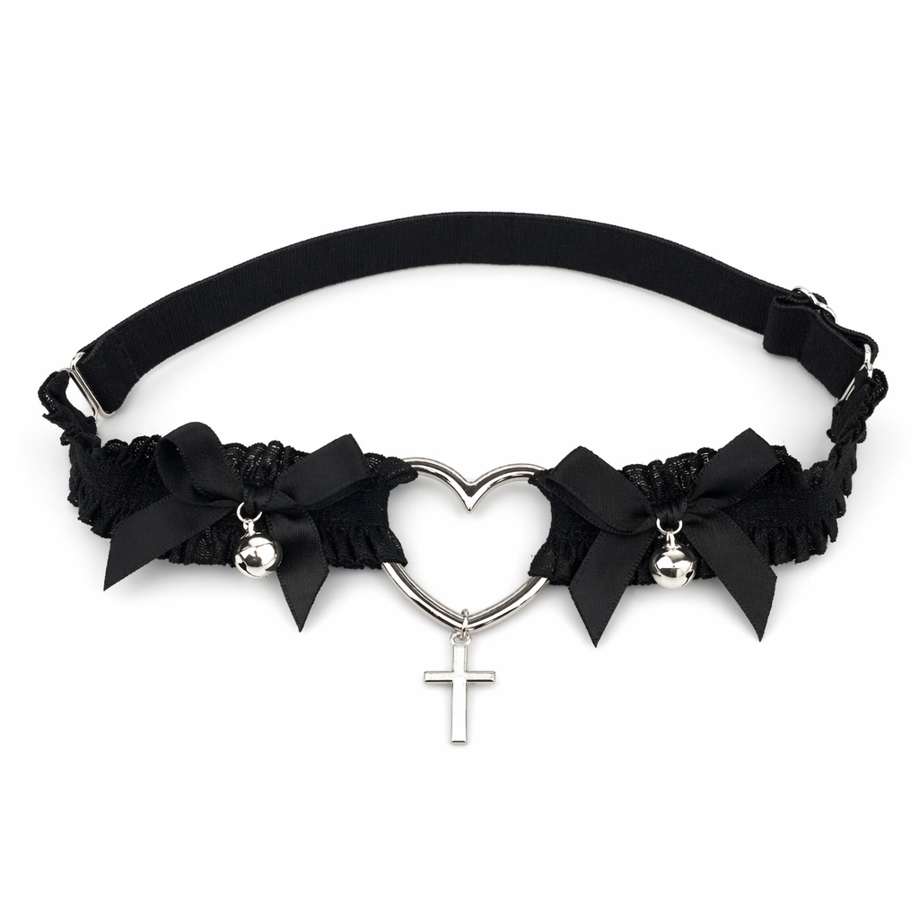 "Heart Lace Leg Garter - Black" B01