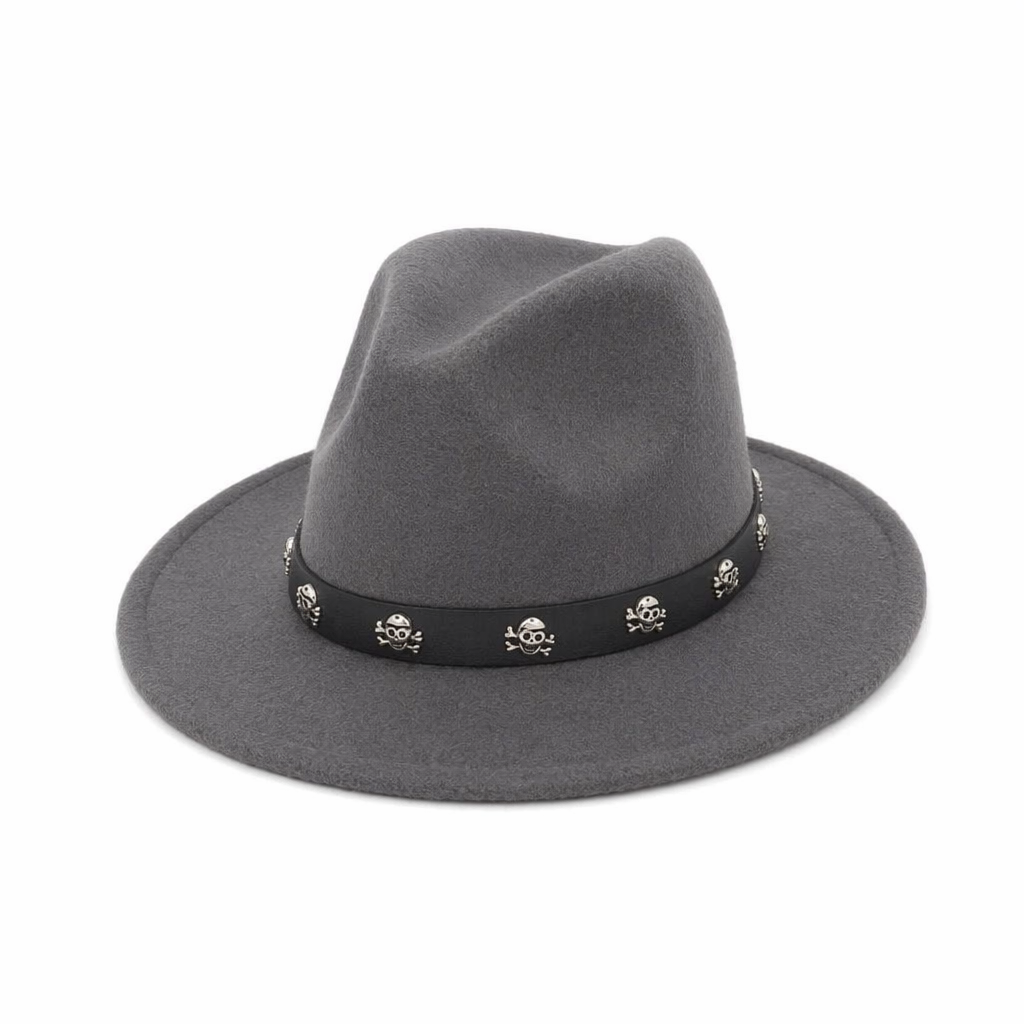 Skull Fedora in Multiple Colors Gray