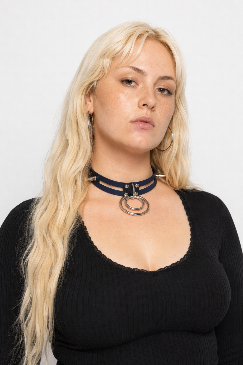Black Spike Choker (11 Shades) Dark Blue