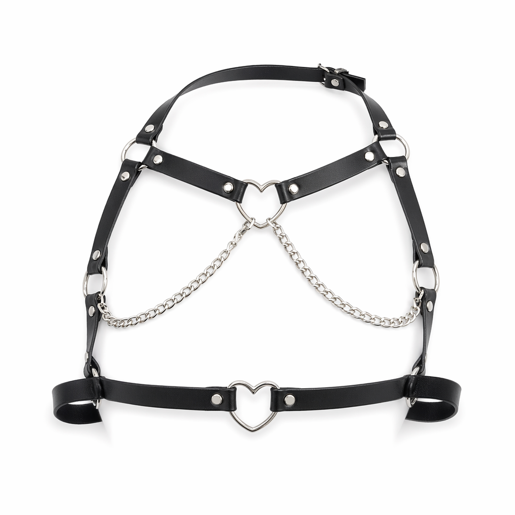 Love's Dark Leather Heart Chain Default Title