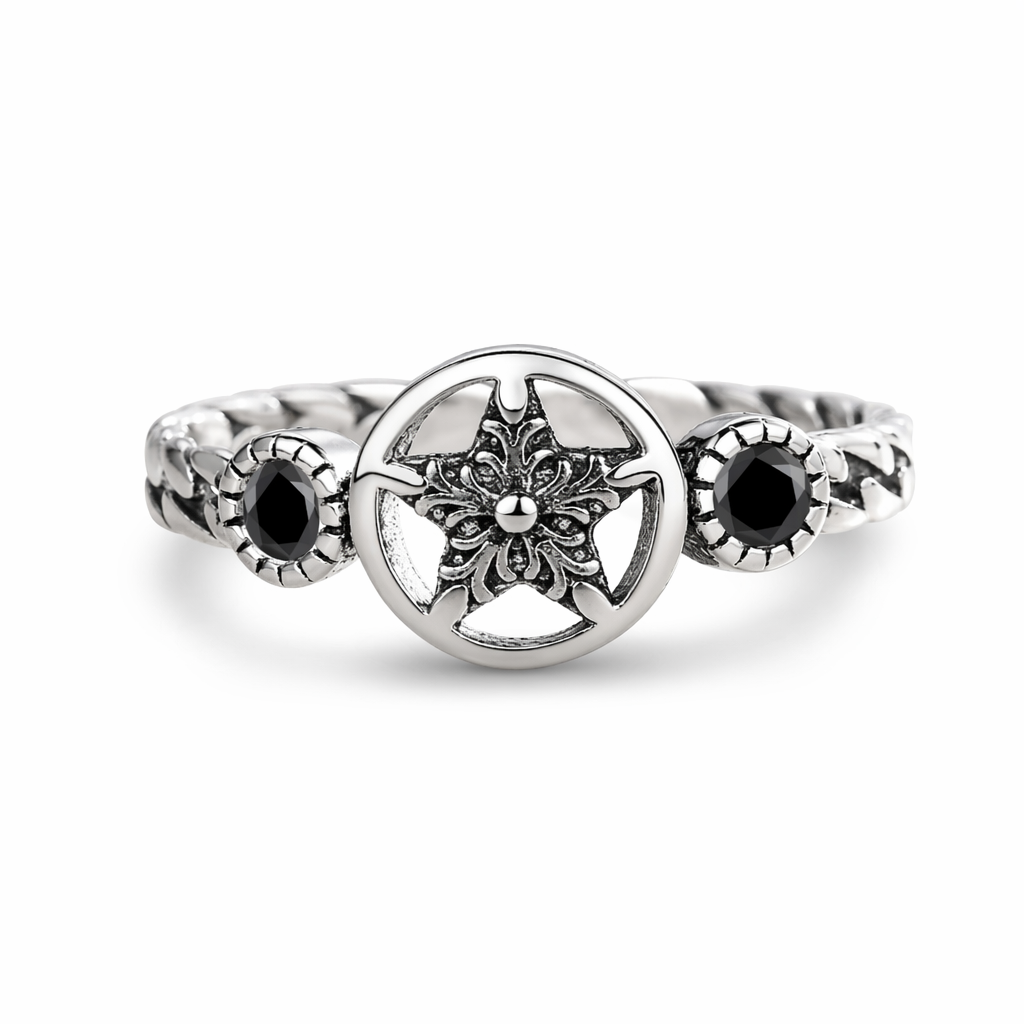 Pentagram Black Stone Ring Default Title