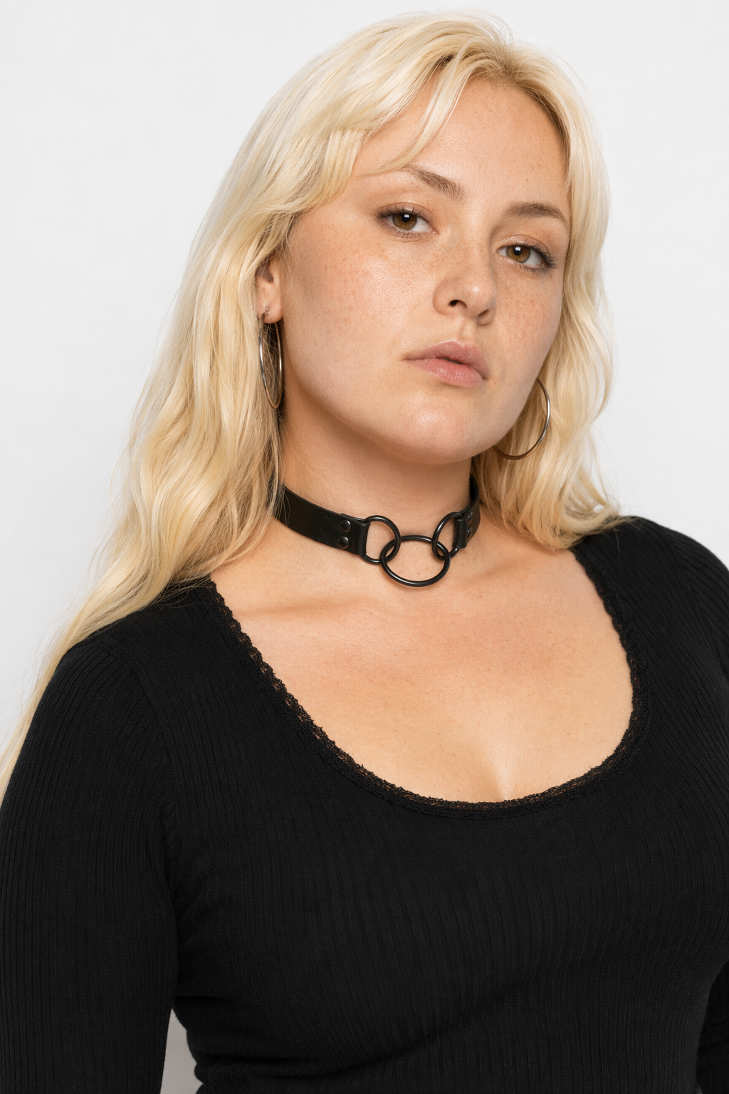 Black Leather Goth Choker black