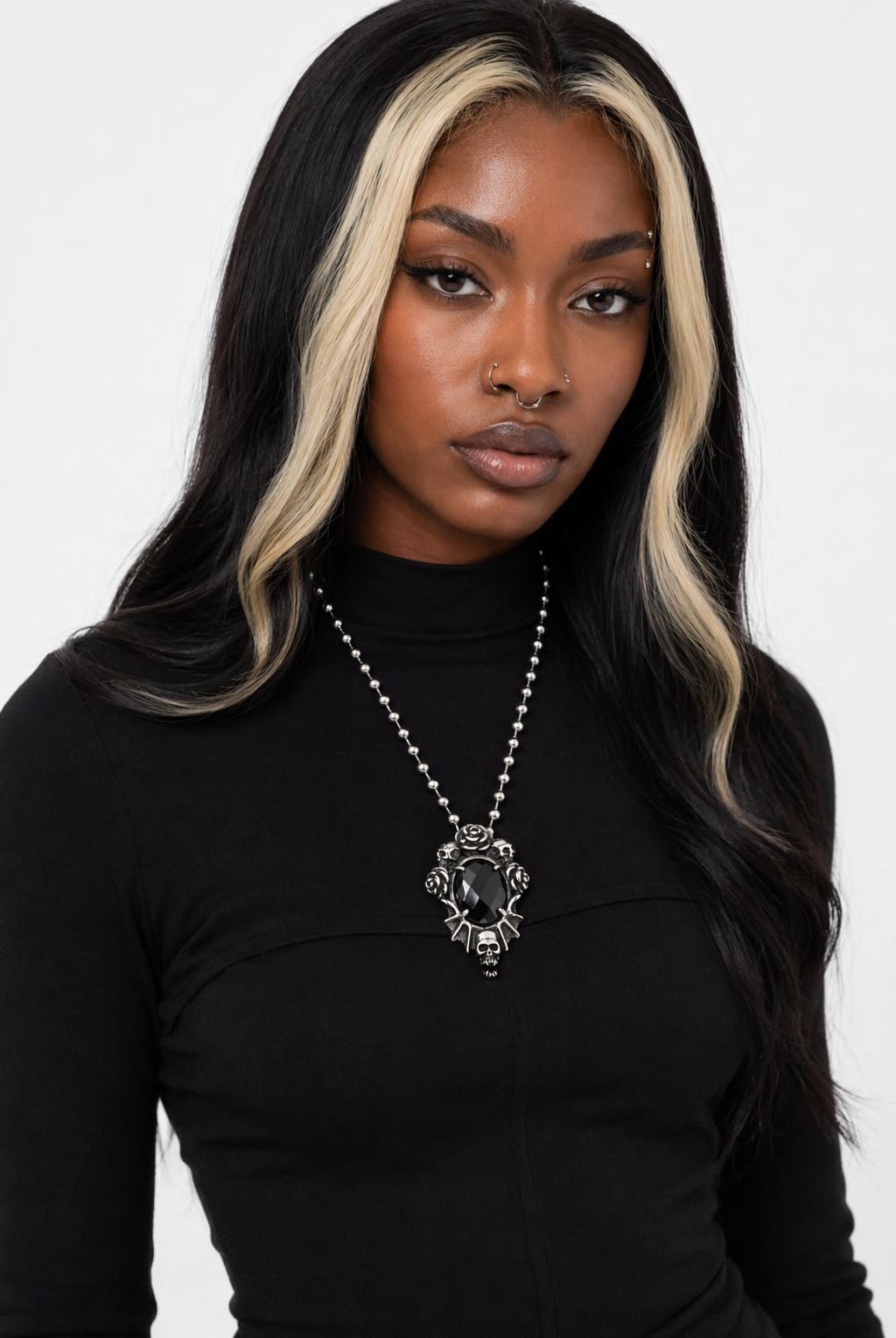 "Dahlia Skull Rose Necklace" Default Title