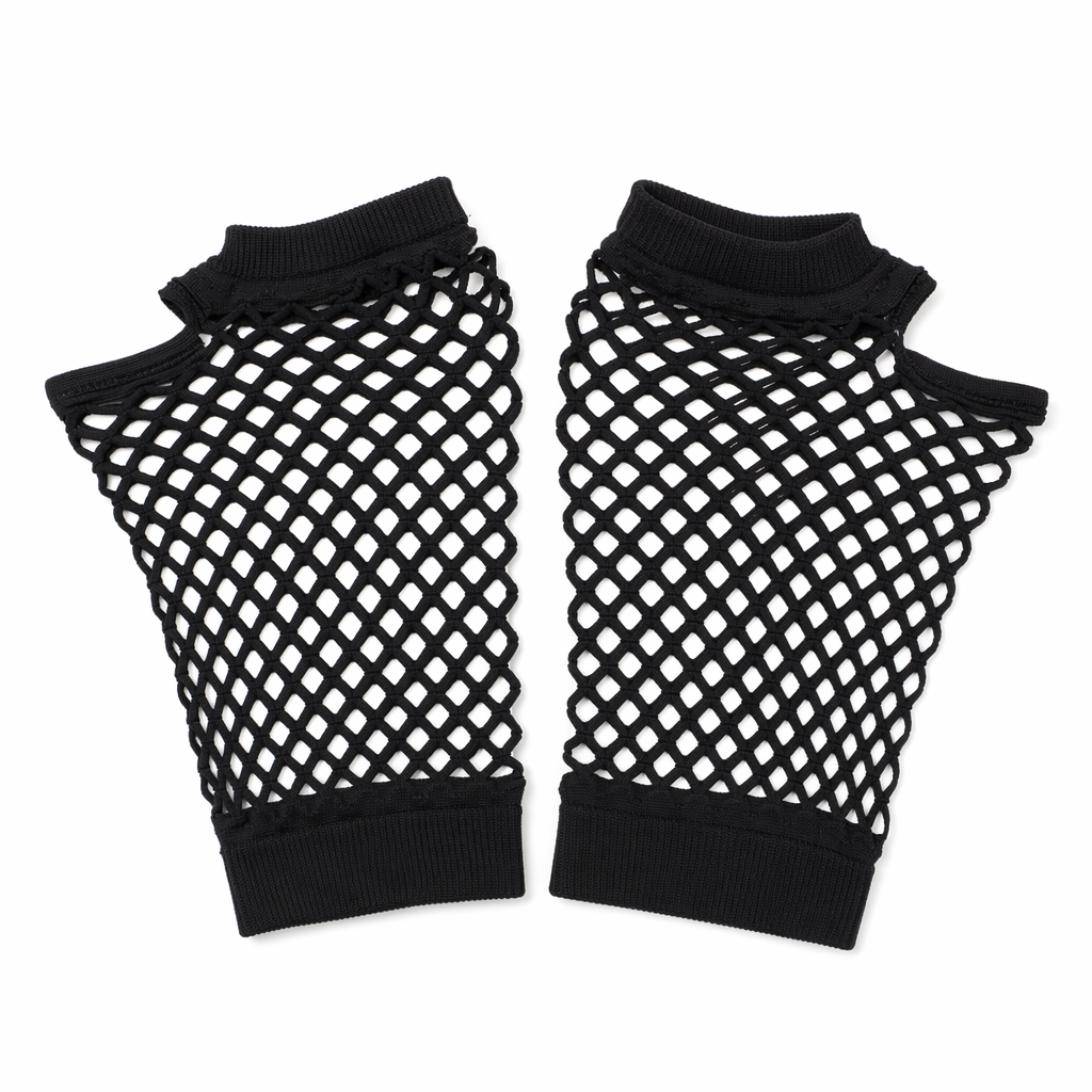 "Fingerless Fishnet Gloves - Black" Default Title
