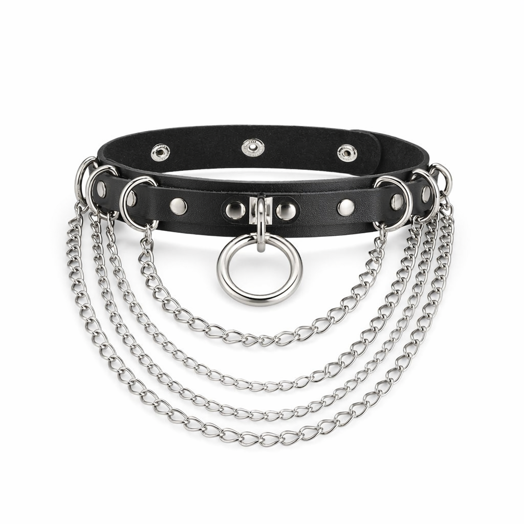Love Hurts' Black O'Ring Chain Choker Default Title