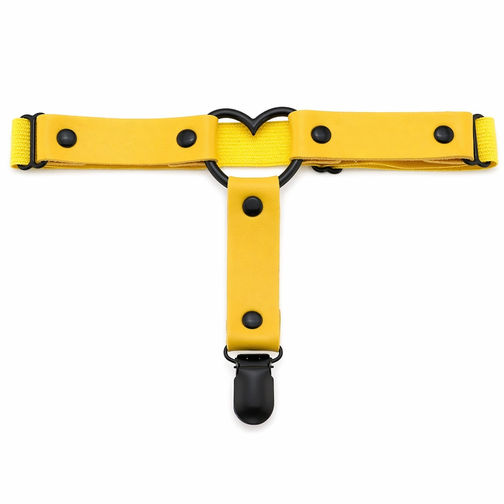 Gothic Leather Leg Garter yellow