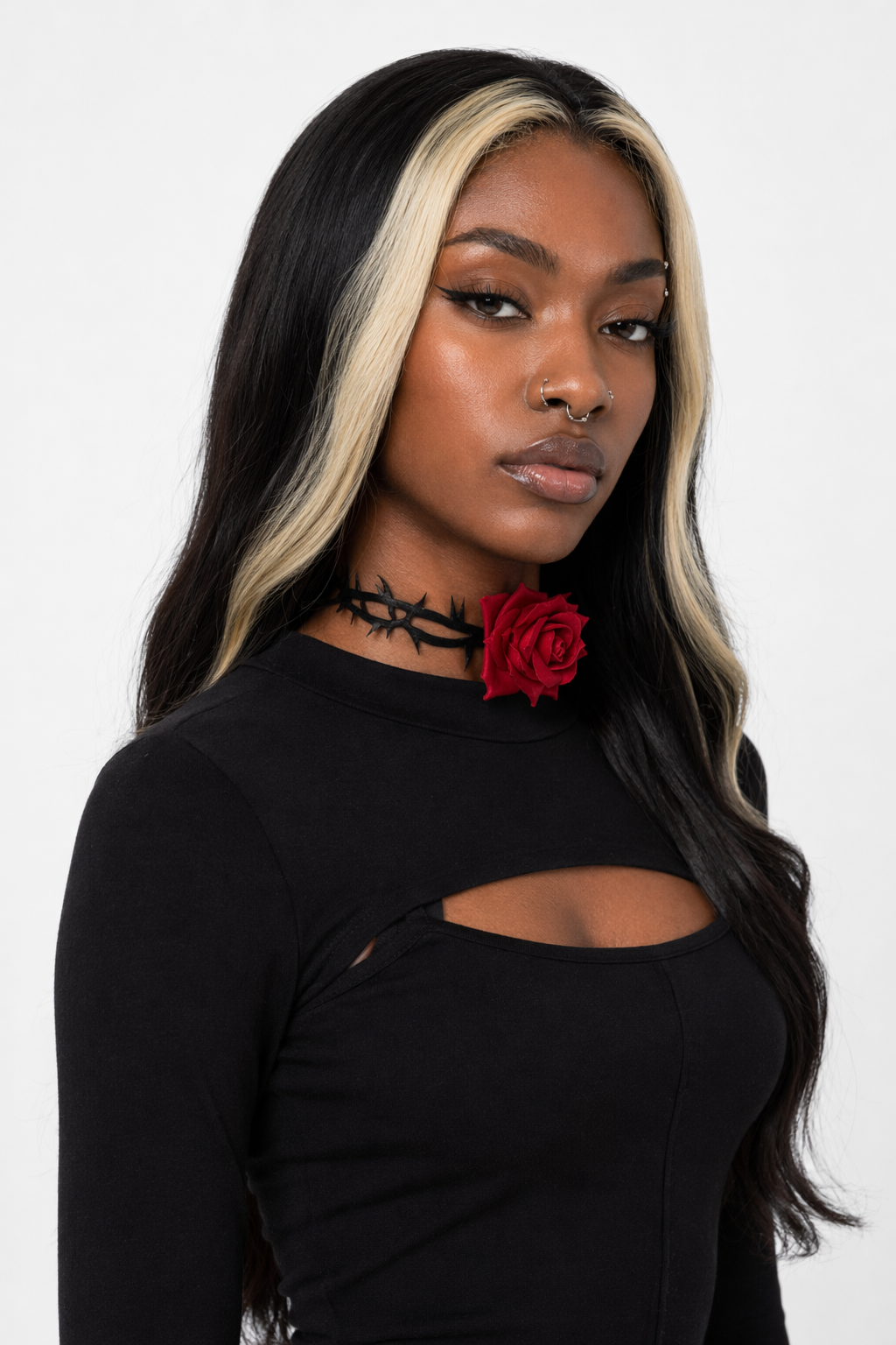Rose Spiked Gothic Lace Necklace Default