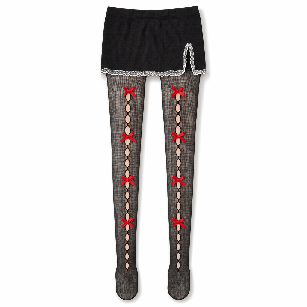 Lace Mesh Tights: Red Bows & Holes hdhssrhdj