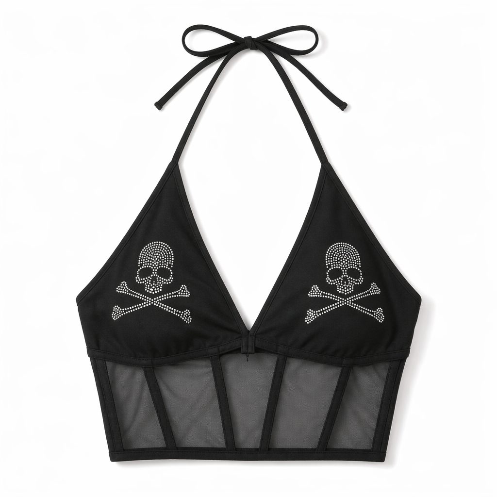 Skull Mesh Goth Top black