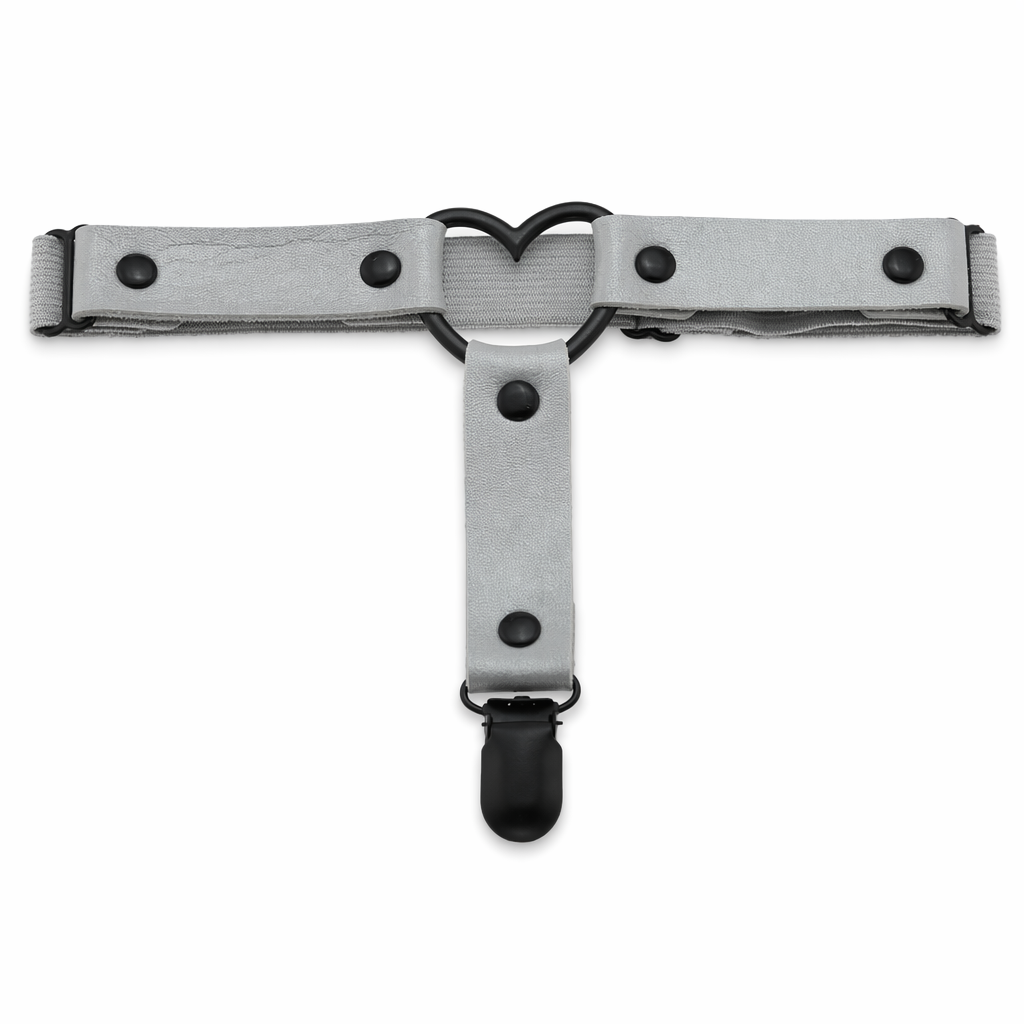 Gothic Leather Leg Garter grey