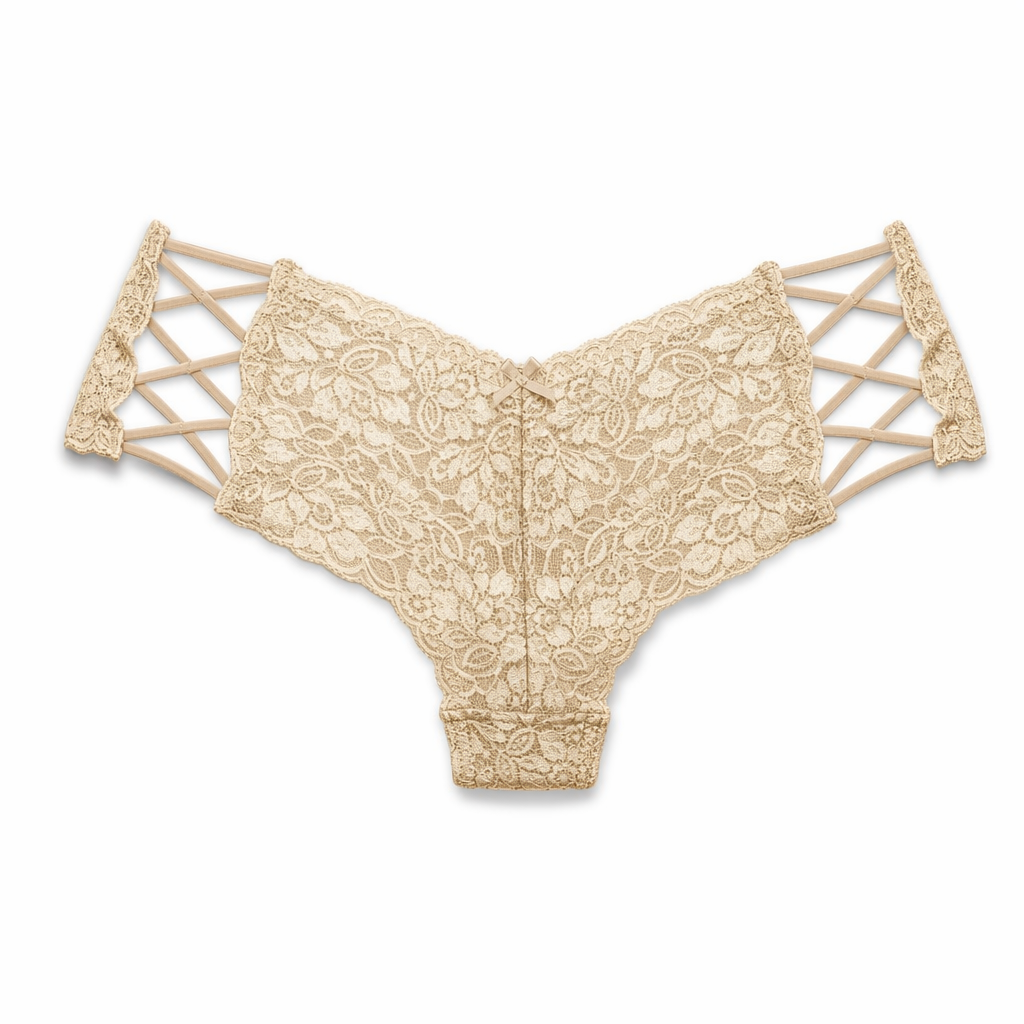 Plus Size Mid Waist Underwear Khak Lace Panties