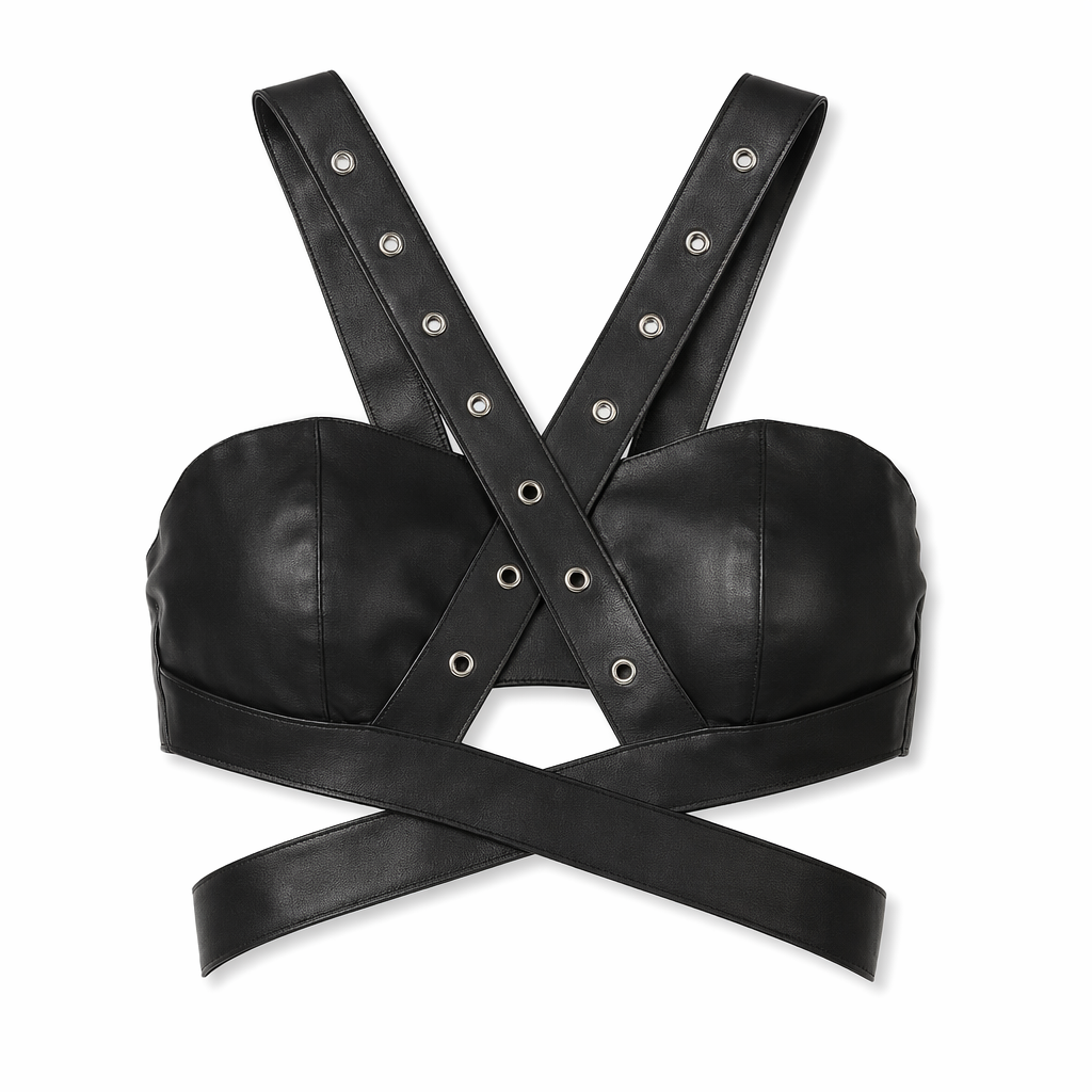 Gothic PU Leather Top - Horror black