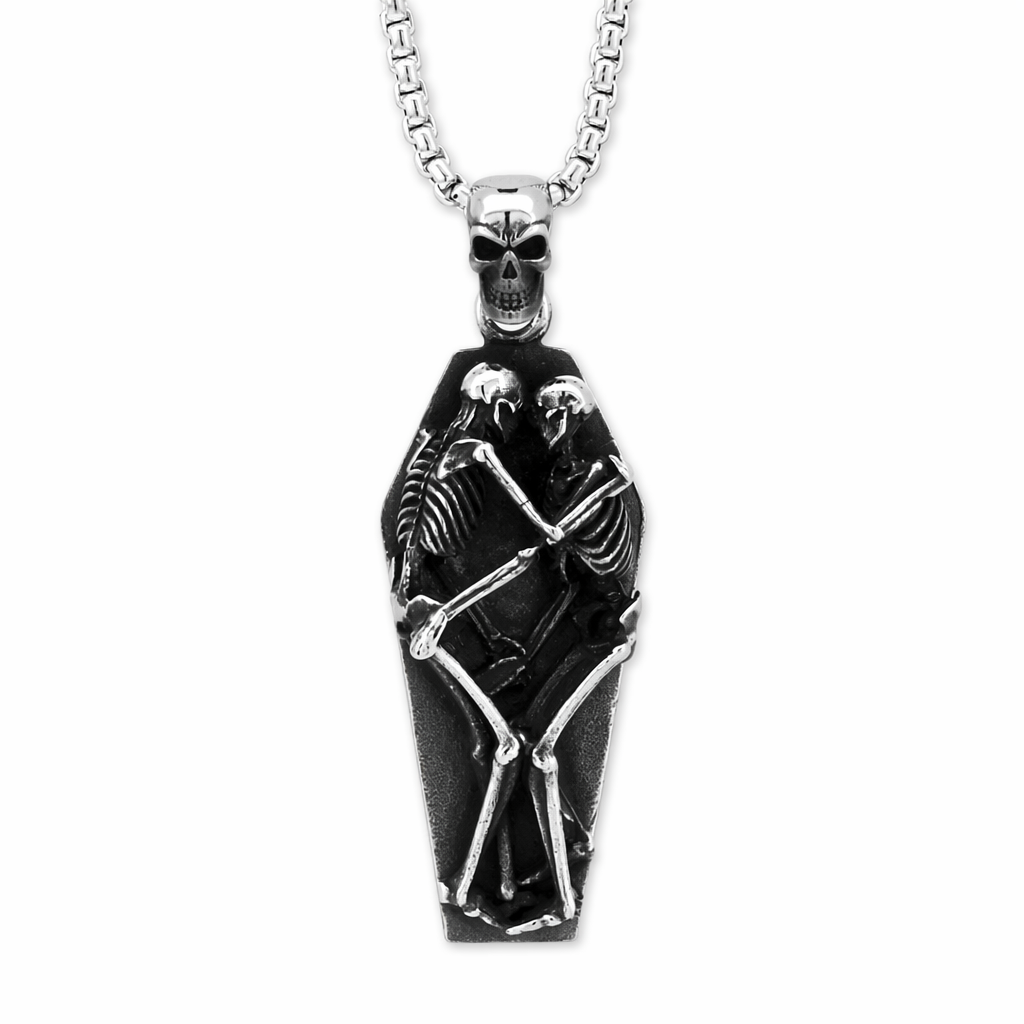 Double Skull Gothic Coffin Pendant Default