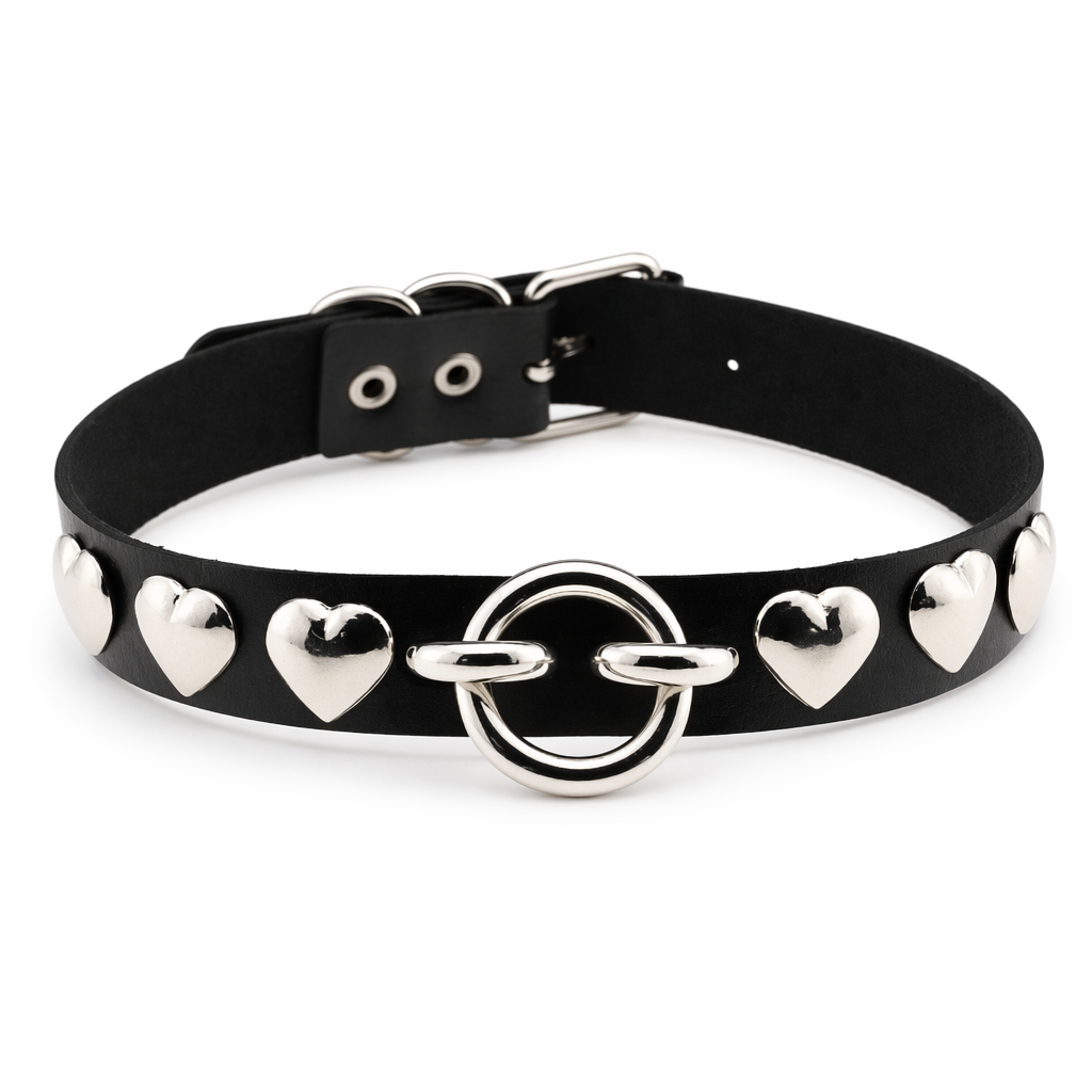 Colorful Heart Choker Black