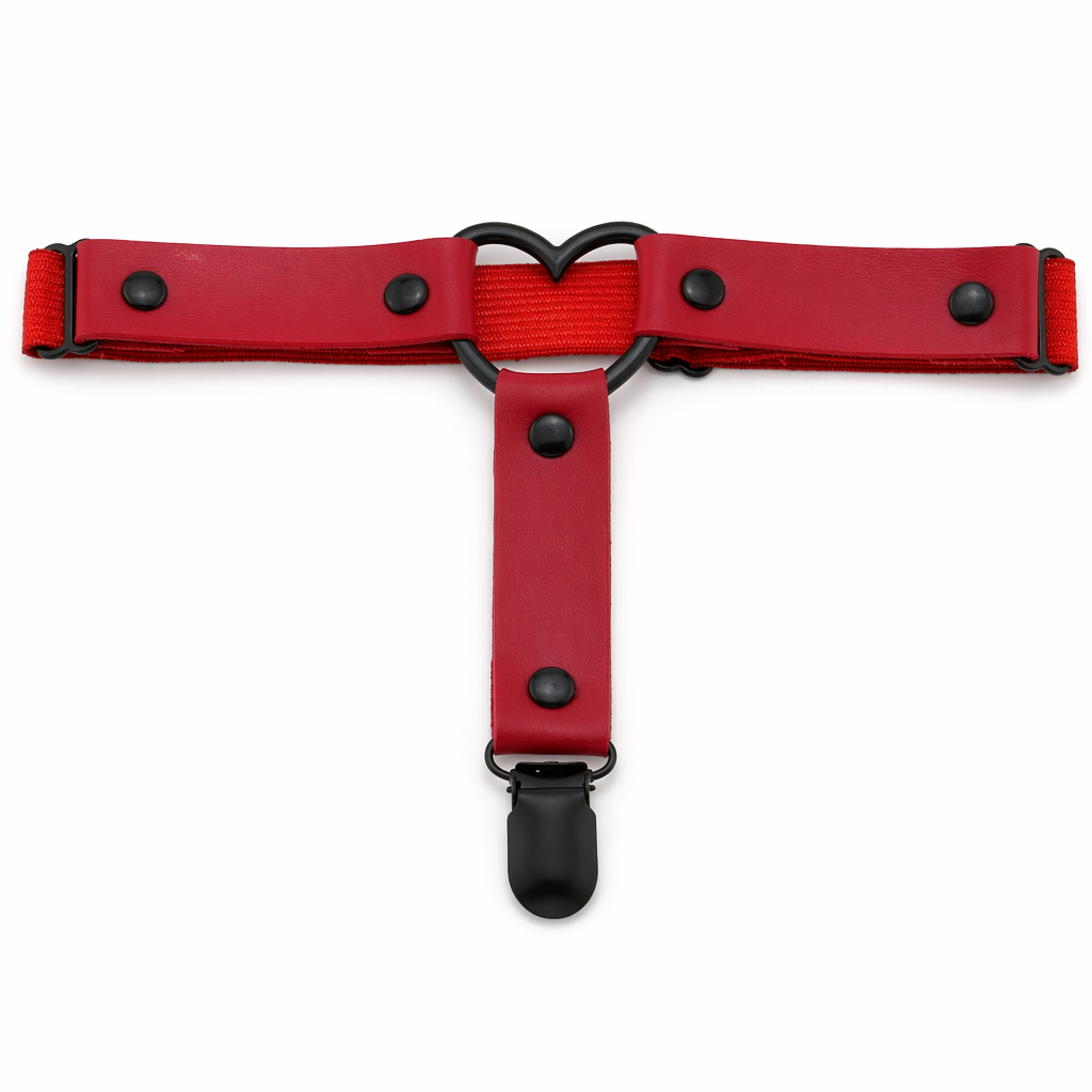 Gothic Leather Leg Garter red