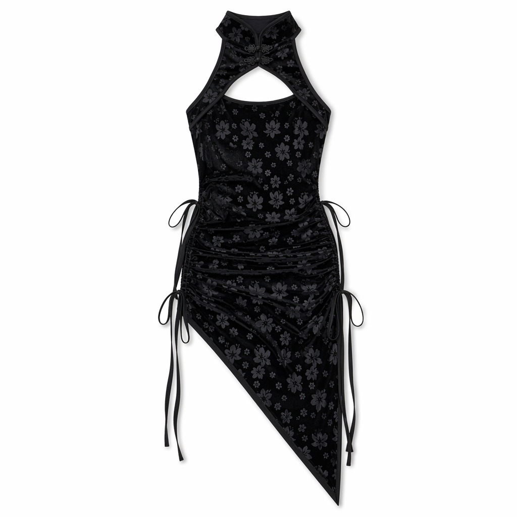 Serpent' Black Alt Goth Cheongsam Dress Default Title