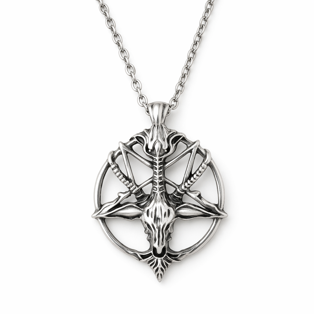 Goat Pentagram Necklace Style 1 Silver