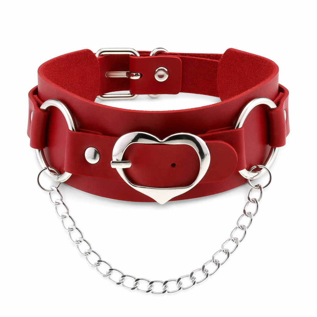Heart Buckle Choker red