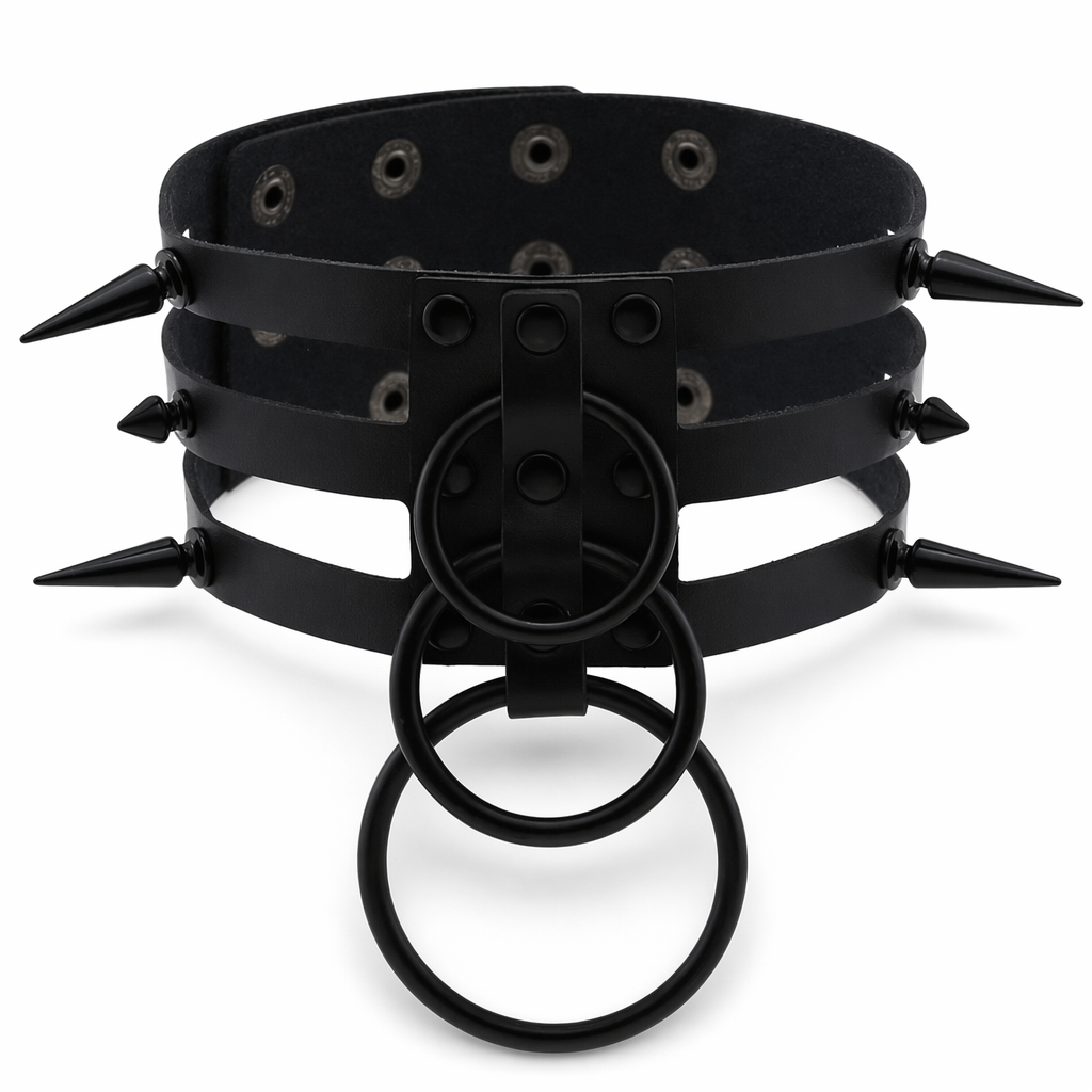 Black Choker with Triple Rings Default Title