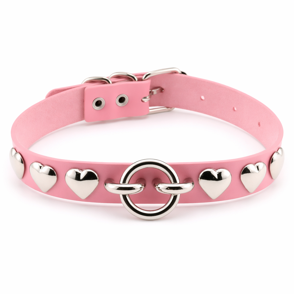 Colorful Heart Choker Pink
