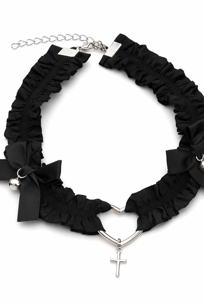 "Heart Lace Leg Garter - Black" A01