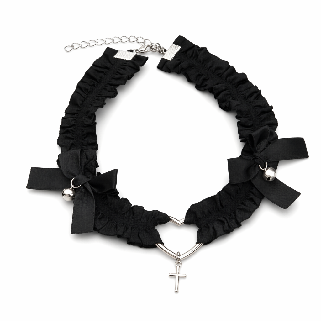 "Heart Lace Leg Garter - Black" A01
